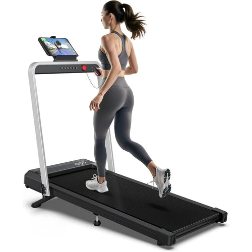 Foldable Home Office Treadmill with 10% Incline, 320Lbs Capacity, under Desk Walking Pad for Fitness
