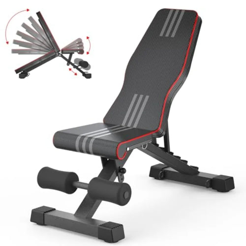Adjustable Foldable Weight Bench 660LBS Home Gym Workout Bench for Bench Press Sit-Up Exercise with Black Steel Frame and Thick