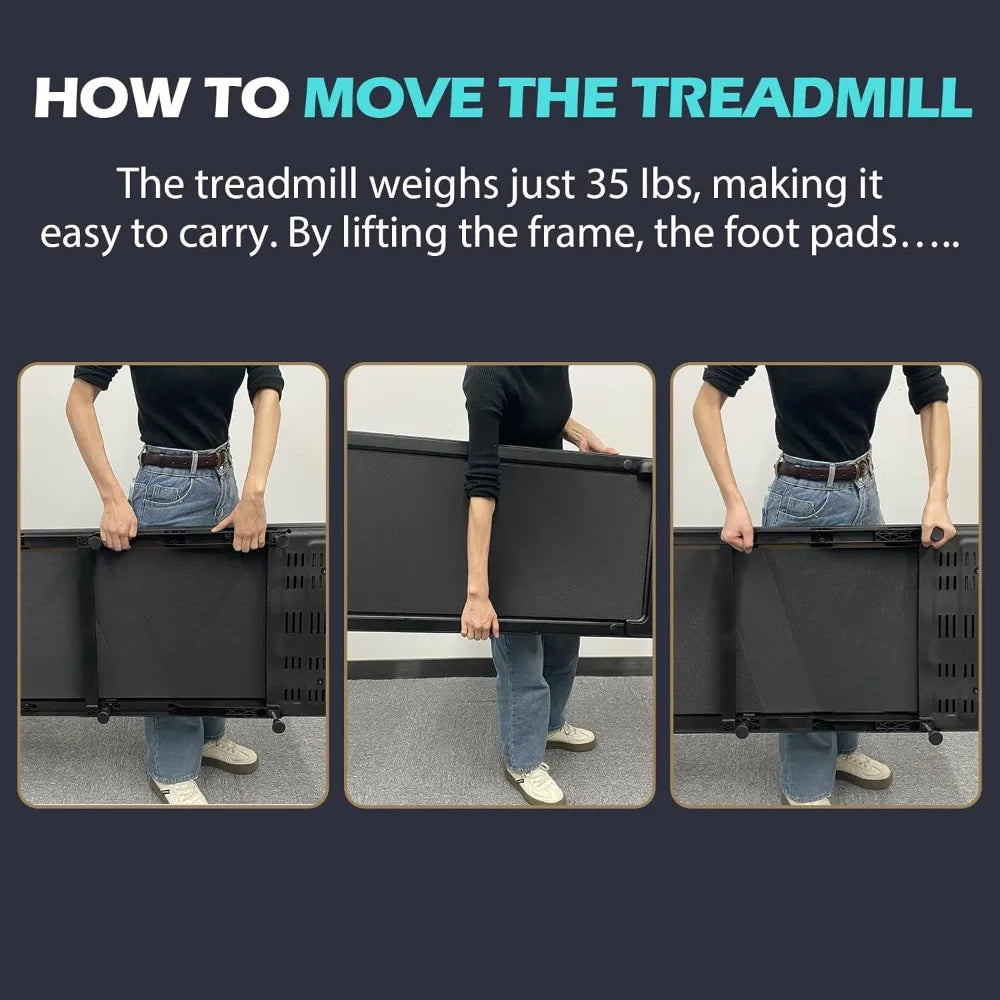 Foldable Home Office Treadmill with 10% Incline, 320Lbs Capacity, under Desk Walking Pad for Fitness