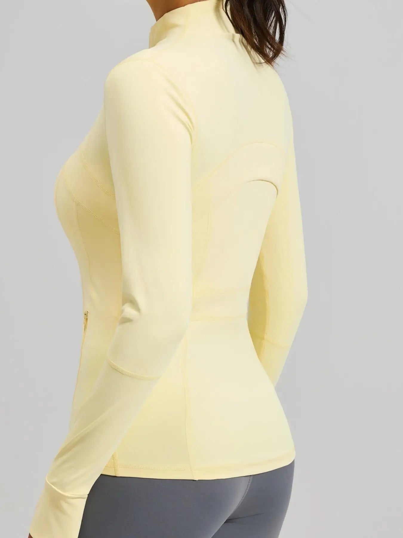 Women'S Sporty Zipper Jacket with Thumbholes & Pockets, Long Sleeve Slim-Fit Gym Jacket, All-Season Plain Design Bbljacket