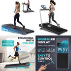 Foldable Home Office Treadmill with 10% Incline, 320Lbs Capacity, under Desk Walking Pad for Fitness