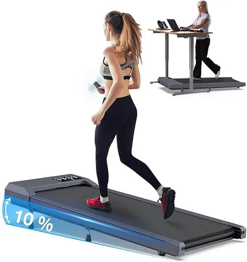 Foldable Home Office Treadmill with 10% Incline, 320Lbs Capacity, under Desk Walking Pad for Fitness