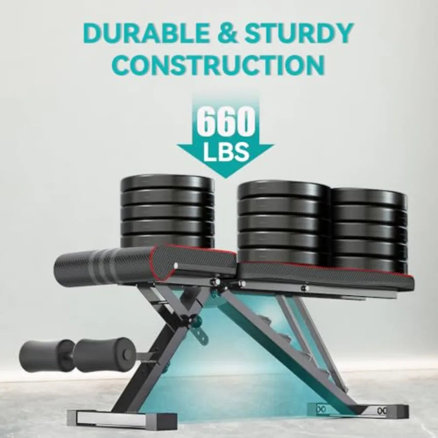 Adjustable Foldable Weight Bench 660LBS Home Gym Workout Bench for Bench Press Sit-Up Exercise with Black Steel Frame and Thick