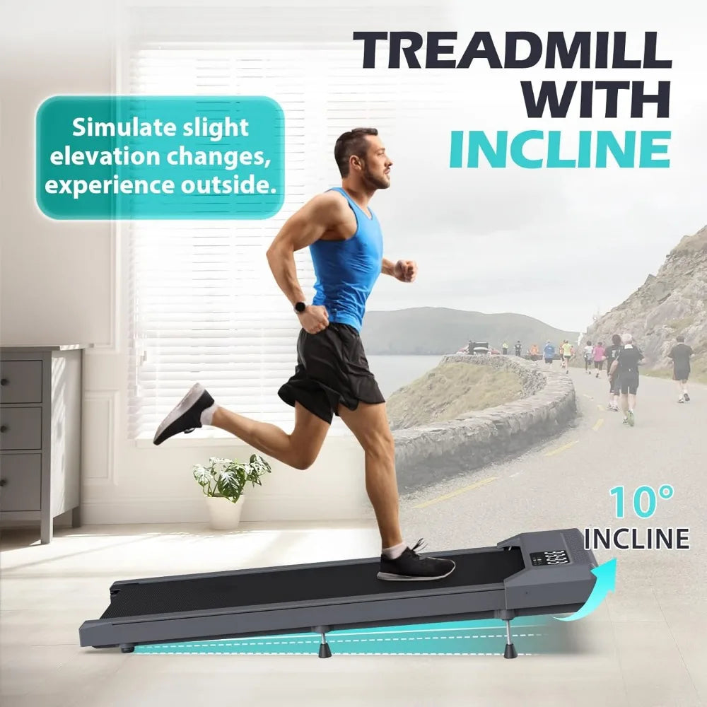 Foldable Home Office Treadmill with 10% Incline, 320Lbs Capacity, under Desk Walking Pad for Fitness
